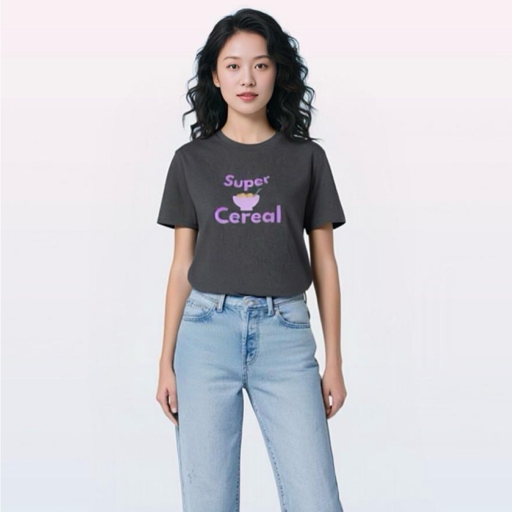 Black Unisex Graphic Tee with Purple Print